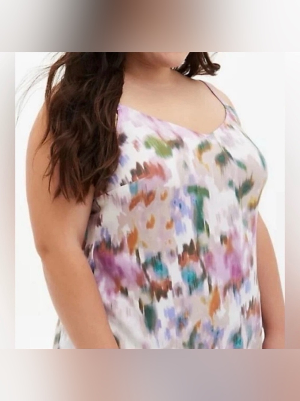 Plus Size Floral Watercolor Cami Top - Pastel Multi